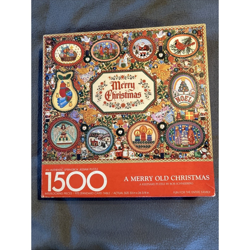 Vtg SPRINGBOK Keepsake Puzzle A MERRY OLD CHRISTMAS Bob Schneeberg PZL5940